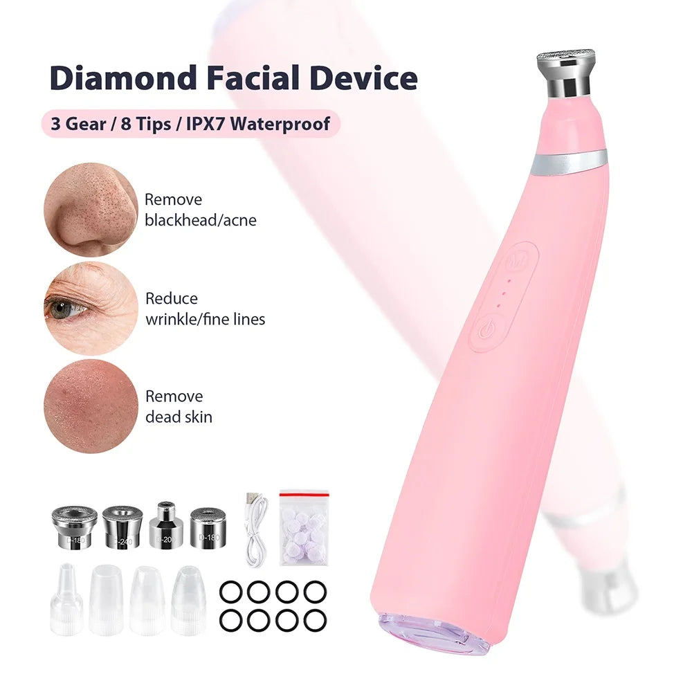 Diamond Peeler Portable Facial Peeling Beauty Meter for Pore Shrinkage Vacuum Blackhead Removal Anti-Aging